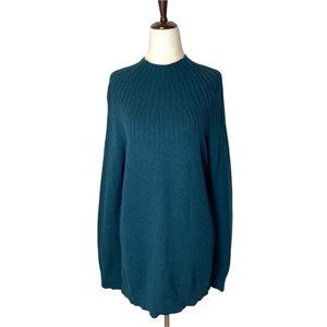 Anthropologie Emerald Green Long Sleeve Ribbed Yoke Knit Sweater Size S